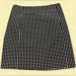 LOFT Black A-Line Skirt with White Polka Dots